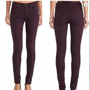 Rag & Bone Mulberry (Maroon) Midrise Skinny Jeans